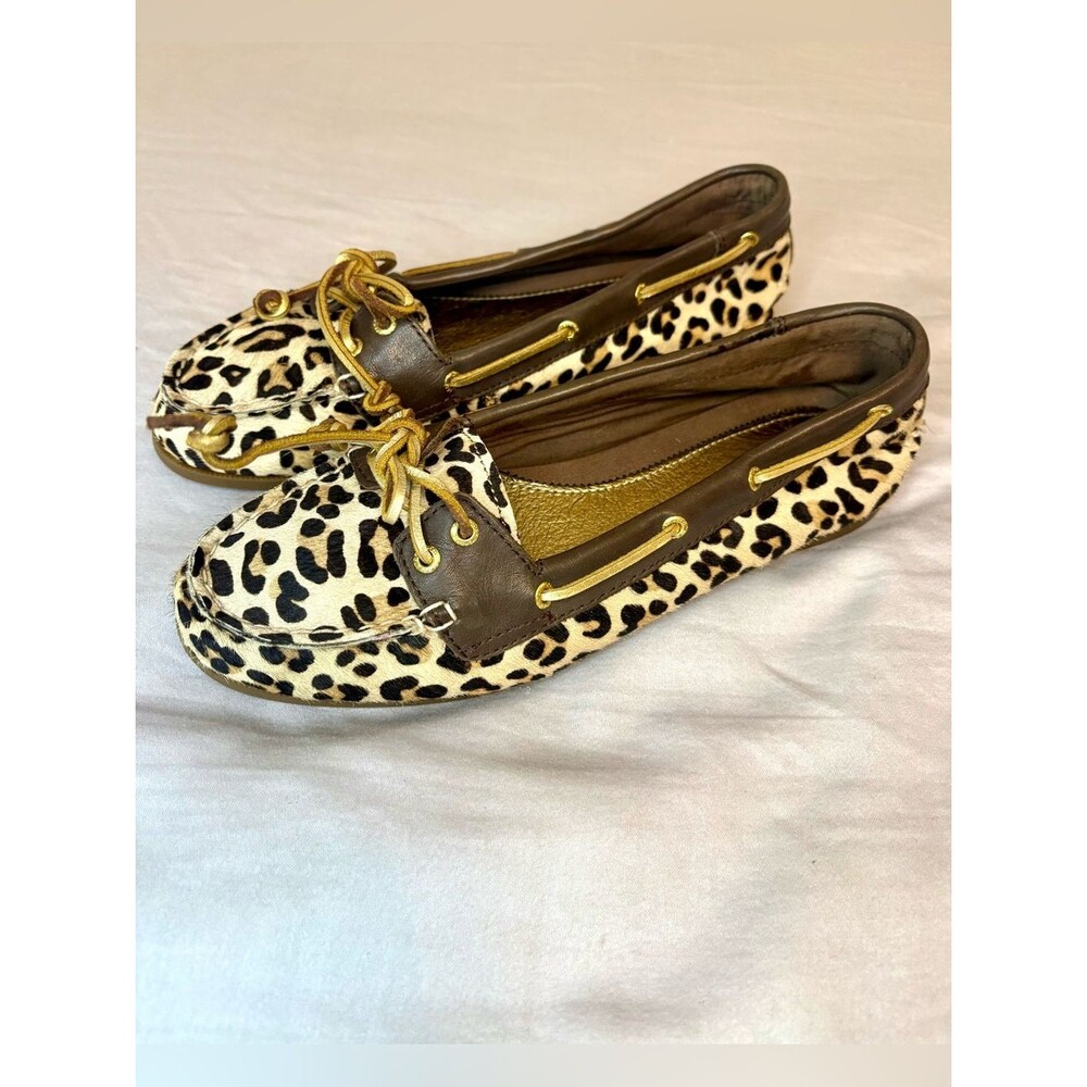 Sperry Leopard Calf Hair Boat Shoes Loafers Women’s 6.5M